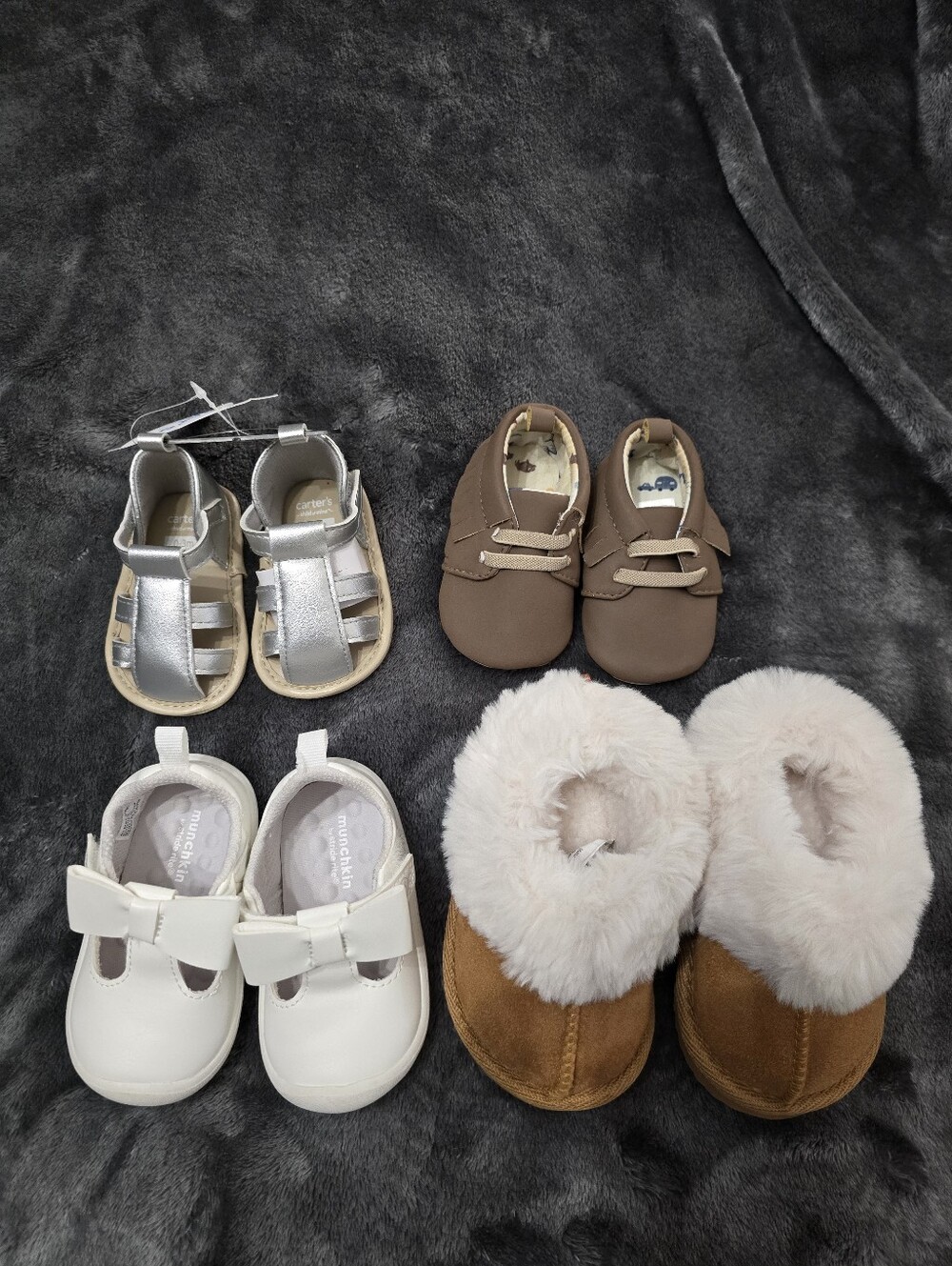 Assorted Kids Shoe Bundle - Silver, Brown, White, Tan